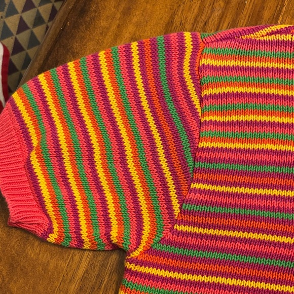 United Colors Of Benetton Vibrant Striped Cotton Sweater - L - 90’s Y2K - Picture 3 of 6